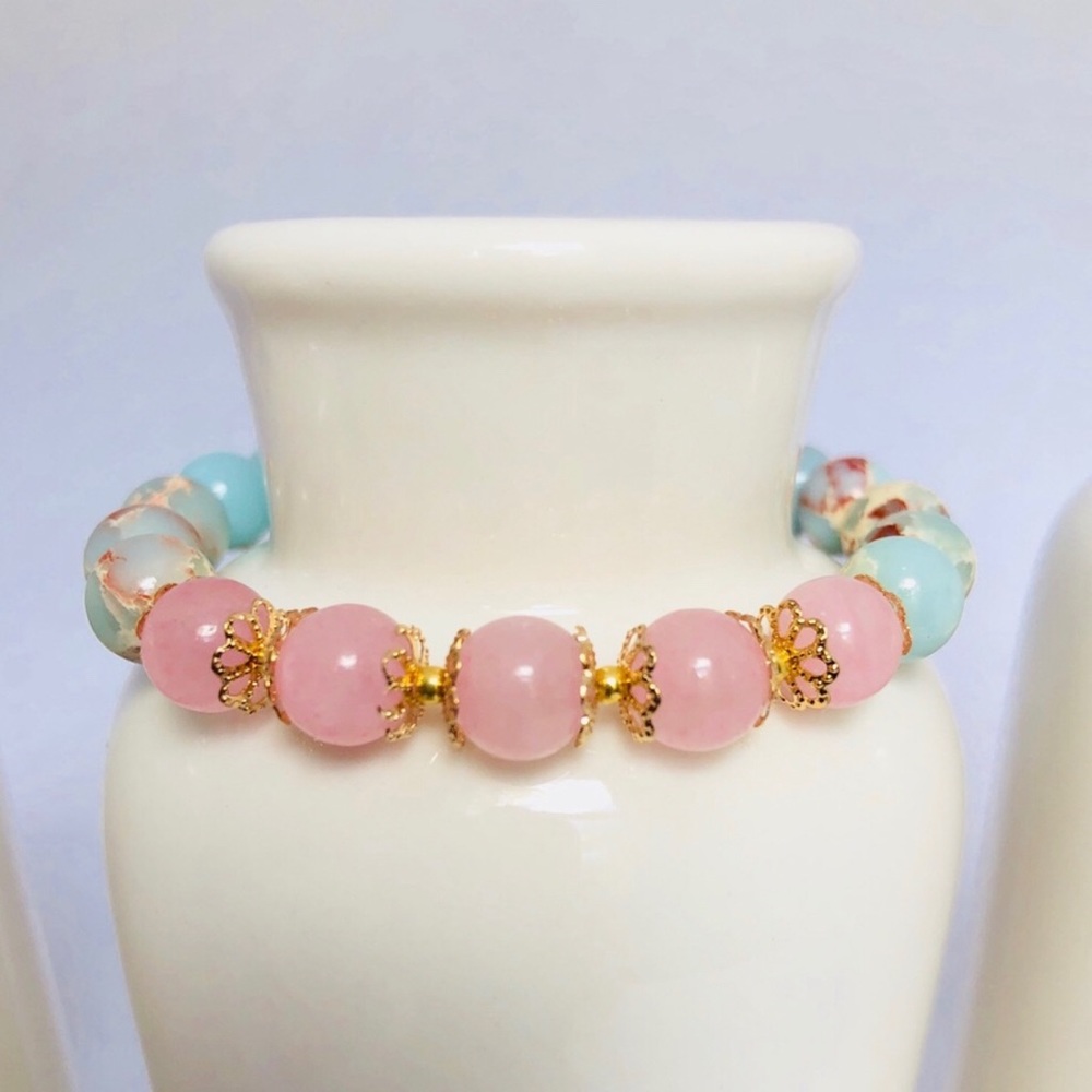 GEMSTONE | Jasper Rose Quartz Beaded Bracelet